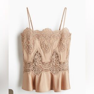 H&M Lace Satin Strappy Top size XS